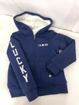 新品■LACKY BRAND 女の子 キッズ ボアパーカー XS 5/6 ネイビー もこもこ ♪_画像1