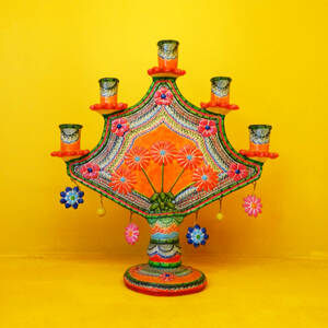 ★Vintage Mexican folk art tree of life candleholder