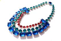 ★70s vintage red blue green acrylic necklace_画像2