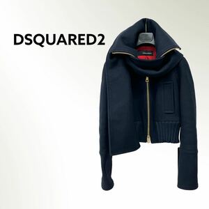 DSQUARED2 ディースクエアード ウール混 マフラー付き ジップアップ ブルゾン ジャケット レディース 72 K025