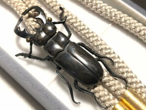 アンティーク 彫金 19.0g 作家物 志栄 クワガタ ループタイ