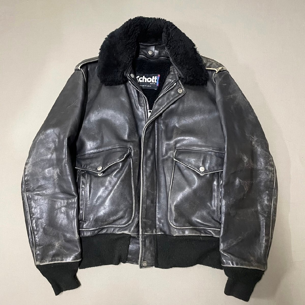 ヤフオク! -「schott レザー ボア」(ライダースジャケット ...