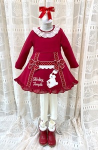 ◆シャーリーテンプル◆110◆アカ◆うさぎアップリケ裏起毛ワンピース◆USED◆美品◆ShirleyTemple◆