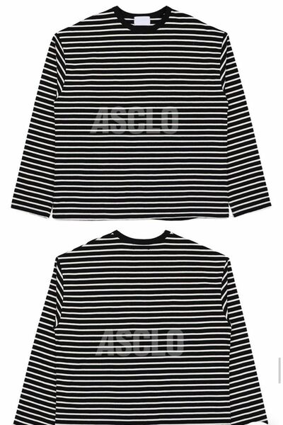 Asclo ボーダーTシャツ 長袖Tシャツ stripe overfit ロンT