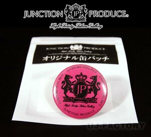 ★JUNCTION PRODUCE/ジャンクション プロデュース★オリジナル 缶バッジ/ピンクベース×ブラックロゴ【1個】