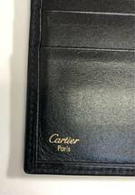 中古 Cartier カルティエ パシャ ドゥ カルティエ 2つ折長財布 二つ折り札入れ カーフ レザー 黒ブラック ゴールド金具　147028_画像8