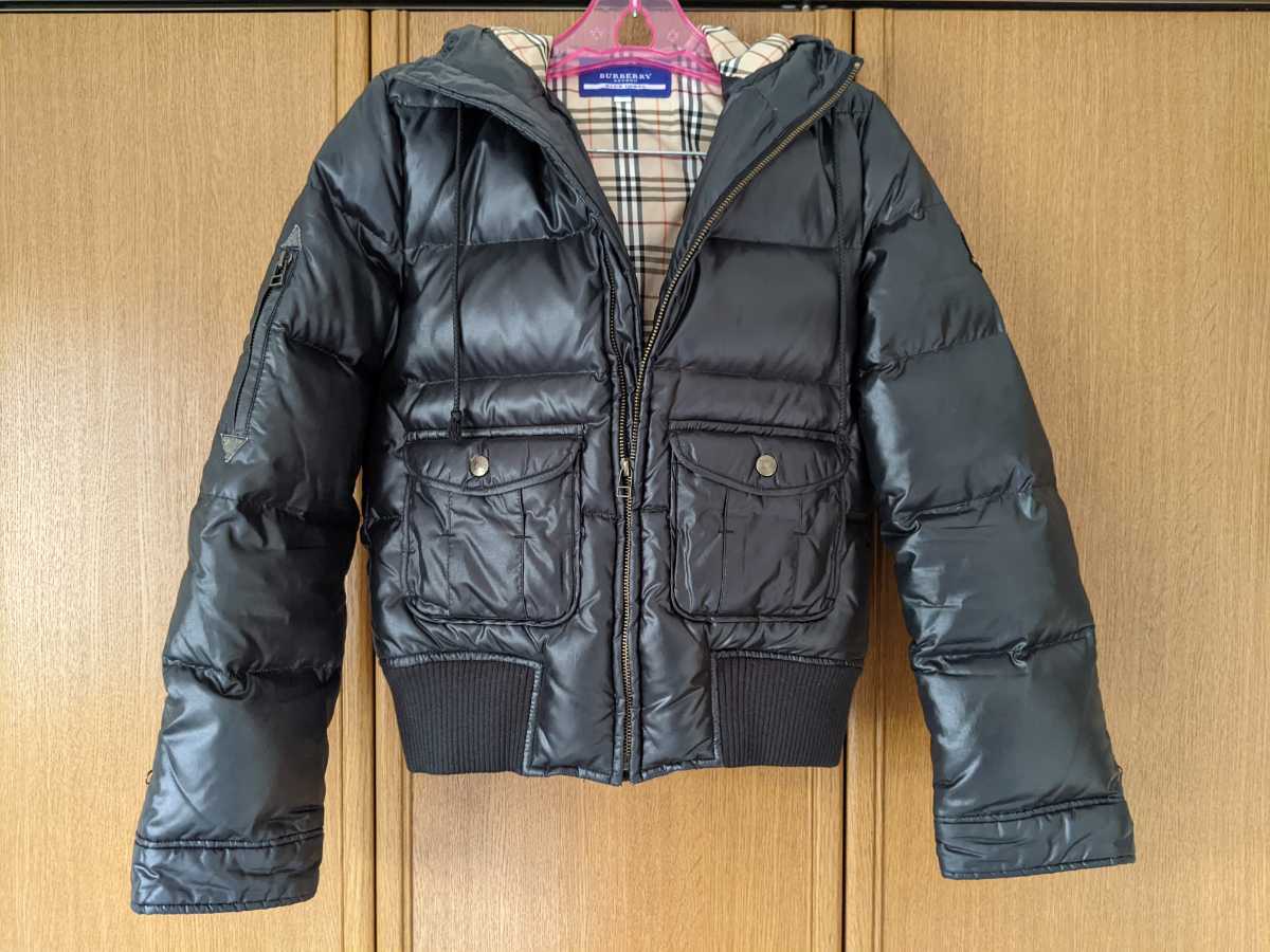 19800 美品 バーバリーブラックレーベル 袖レザー×ボアコンビ ダウン ...