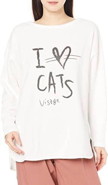 新品 未開封 【ViSage】【ViS CHAT】プリント裏毛Tシャツ レディース BVM-41050-B Tシャツ