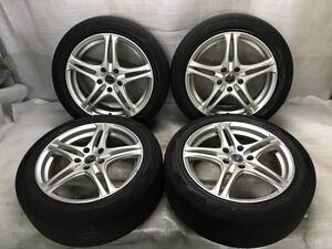 Weds LEONIS ウェッズ レオニス 17インチ 17×7J +53 PCD 114.3 5H アルミホイール MOMO M3 タイヤ 205/55R17 中古 