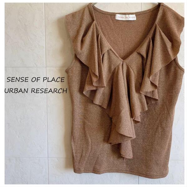 SENSE OF PLACE ノースリーブフレアラメカットソー ur88