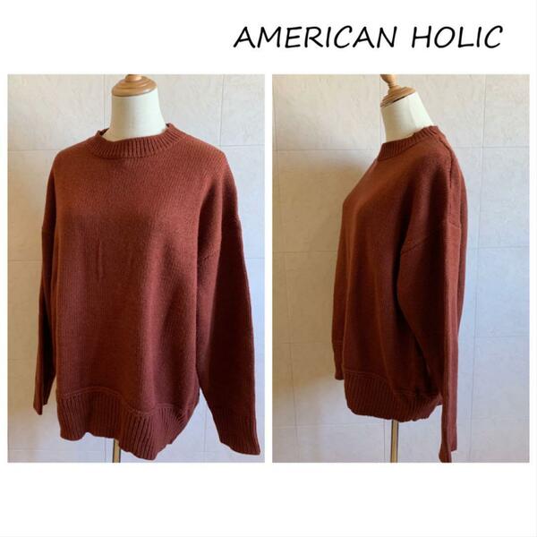 AMERICAN HOLIC テラコッタ ロングニット ameholi6