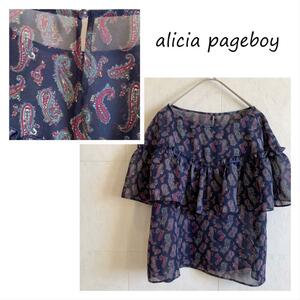 alicia pageboy ペイズリー　カットソー　ネイビー　ブラウス OK29