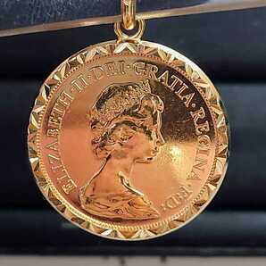 ソヴリン金貨(1ポンド)　ペンダントトップ　k22 k18枠 エリザベス女王　1982年　　