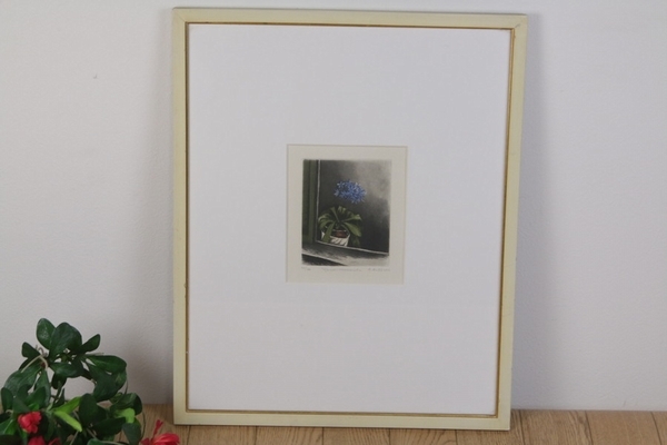 [अनापिया एंटोनिनी] (बैंगनी फूल) कॉपरप्लेट पेंटिंग 59/130 ट्यूब Z5806, कलाकृति, प्रिंटों, ताम्रपत्र उत्कीर्णन, एचिंग