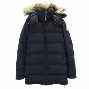 カナダグース リアルファー ダウンジャケット S ブラック系 CANADA GOOSE ロゴワッペン コート レディース 221122