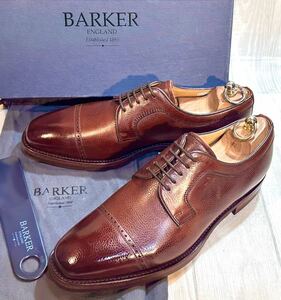 【未使用】BARKER バーカー◆27cm 8.5 E◆キャップトゥ ダービー 革靴 本革 ビジネスシューズ ドレスシューズ レザー イギリス製 メンズ 茶