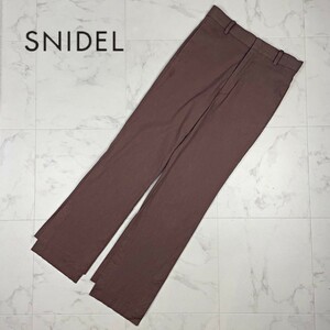 美品 SNIDEL スナイデル 裾デザインタック ストレートカジュアルパンツ レディース 茶色 ブラウン サイズ0*WA455
