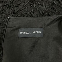 MARIELLA ARDUINI マリエラ・アルドゥーニ Aライン 刺繍フレアワンピース ミモレ丈 半袖 黒 ブラック サイズ44*HB1039_画像6