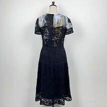 MARIELLA ARDUINI マリエラ・アルドゥーニ Aライン 刺繍フレアワンピース ミモレ丈 半袖 黒 ブラック サイズ44*HB1039_画像2