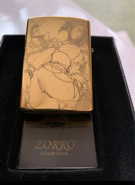 （zippo型）オイルライター真鍮　ZORRO純銅彫刻