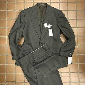 【新品】紳士服　背広　メンズスーツ　セットアップ/未使用　激安/AB4 サイズM/アッシュグレイ　ダブストライプ　センターベンツ 1タック