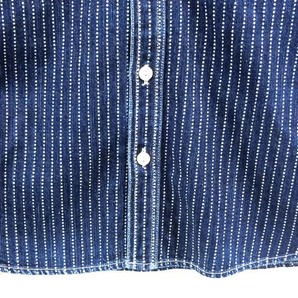 フラットヘッド FLAT HEAD 7012W WABASH WORK SHIRT ウォバッシュワークシャツ ストライプ 長袖シャツ indigo 36の画像4