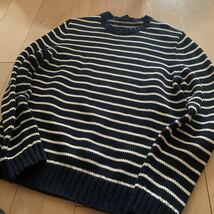 00s【J.CREW】Jクルー ボーダー クルーネック コットン ニットセーター 紺×白 旧タグ オールド レナウン扱い ローゲージ RRL好きにも！_画像6