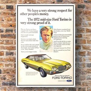 当時物 USA Ford TORINO 広告 / フォード トリノ グラントリノ Nascar コブラ Vintage items hotwheels gt アメ車 ホイール グッズ 看板