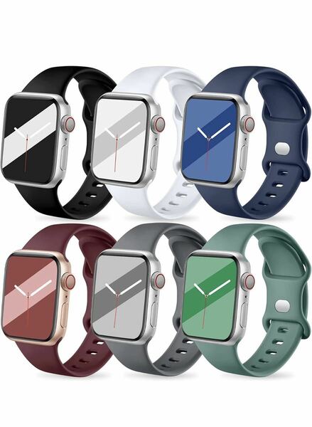 アップルウォッチバンド Watch Ultra/iWatch Series8/7/6/5/4/3/2/1/SE シリコン製 スポーツ交換ベルト 柔らかい 6本42/44/45mm