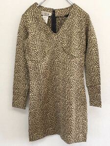 90s USA made Planet Love leopard print . pattern Leopard long sleeve tunic One-piece lady's S size piece .. Showa Retro mode series 