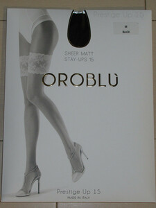 OROBLUo Lobb ruPrestige up 15 garter stockings M size BLACK wide width race silicon stopper France 