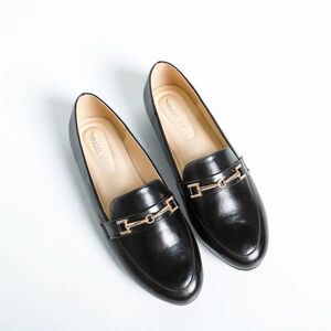 B goods lady's Flat pumps black 23.0cm low heel round tuPU leather women's shoes af_20443 ②