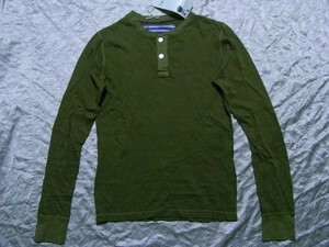 ホゼル HOZELL メンズ長袖ヘンリーネックTシャツ グリーン Mサイズ アウトレット 新品