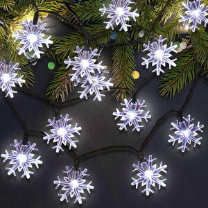 ソーラー イルミネーション 雪の結晶 LED 【ホワイト 30球】防水 庭灯 照明 スノーフラワー 装飾