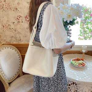  new goods unused lady's white white square pouch shoulder bag handbag bag 