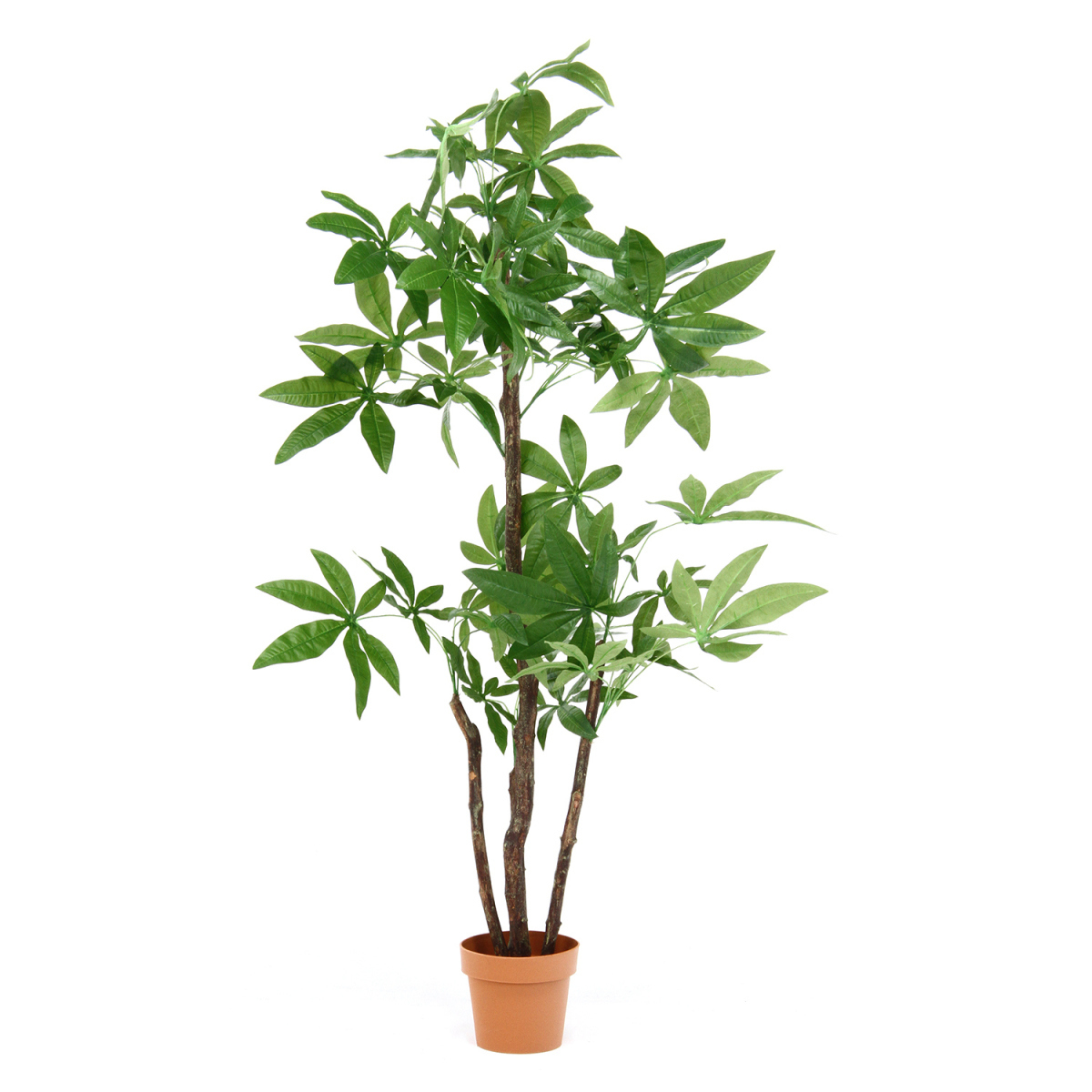 フェイクグリーン 観葉植物 パキラ 朴の木タイプ リビング 地下 オフィス 店舗 ガーデン イミテーショングリーン 8号ポット 高さ150cm/新品 花、園芸 観葉植物