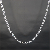 [NECKLACE] SILVER FIGARO CHAIN シルバー 6面 カット 4.5mm ワイド フィガロ チェーン ネックレス 62cm 【送料無料】_画像4