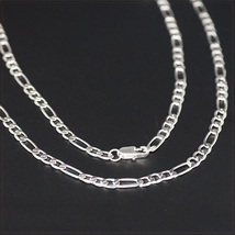 [NECKLACE] SILVER FIGARO CHAIN シルバー 6面 カット 4.5mm ワイド フィガロ チェーン ネックレス 45cm 【送料無料】_画像2