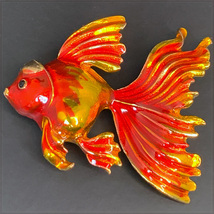 [BROOCH] Goldfish ビューティフル ロングフィン ゴールドフィッシュ 金魚 (きんぎょ) 更紗琉金 5センチ ブローチ 【送料無料】_画像6