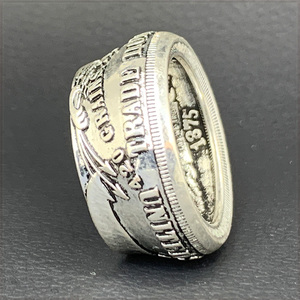 [RING] 1875S Trade Dollar 420 Grains 900 Fine アメリカ トレードダラー 1875年 貿易銀 銀貨 デザイン 12mm リング 21号 【送料無料】