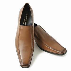  Katharine Hamnett London 3992 темно-коричневый 26.5. новый товар не использовался мужской натуральная кожа бизнес обувь джентльмен обувь длинный нос Loafer 