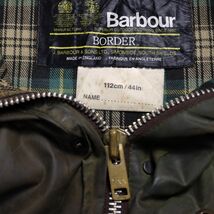 80s UK製 バブアー ボーダー オイルジャケット カーキ 112cm 44in YKK 棒ジップ / Barbour BORDER 2ワラント ヴィンテージ イングランド製_画像6