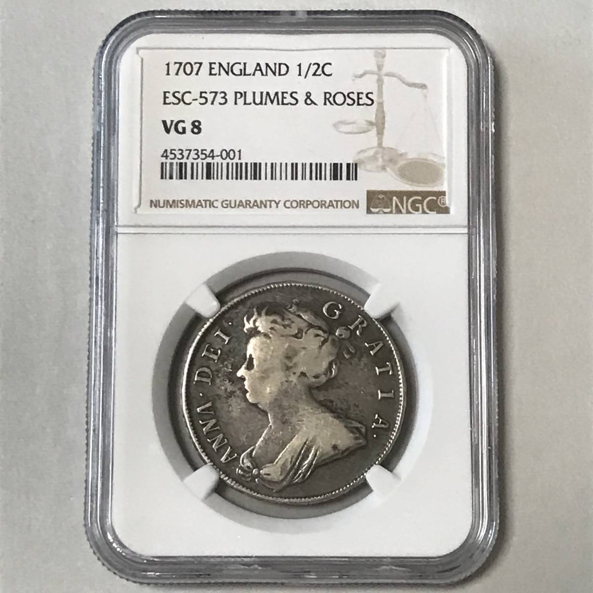 ☆1707 イギリス 1/2クラウン銀貨 アン女王 NGC VG 8 | JChereYahoo