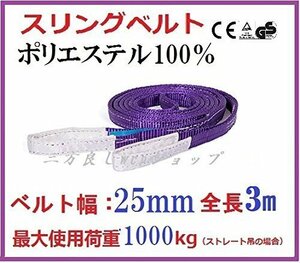 三方良し スリングベルト ベルト幅 25mm全長 3m ナイロンスリング25mm3m ベルトスリング 繊維ベルト 吊ベルト 荷吊りベルト 吊上げ ロープ 