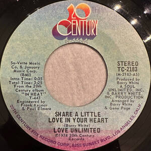 ■1974年 US盤 オリジナル Love Unlimited - Share A Little Love In Your Heart 7”EP TC-2183 20th Century Records