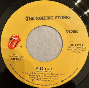 ■1982年 US盤 オリジナル 新品 The Rolling Stones - Miss You 7”EP RS 13219 Rolling Stones Records