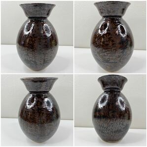 美品！赤膚焼 香松窯 楽斎 造 花瓶・花入 飾壺 高さ約22cm 共箱 置物 インテリア【S256】の画像3