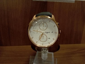 agnes b アニエスベー VD57-KY30 腕時計 レディース レザーベルト 文字盤 ホワイト ゴールド ブラック ストラップウォッチ 付属品なし