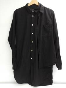 COMME des GARCONS HOMME PLUS コムデギャルソンオムプリュス 19AW PD-B017 ドッキングレイヤードシャツ Sサイズ ポリ縮絨 ブラック