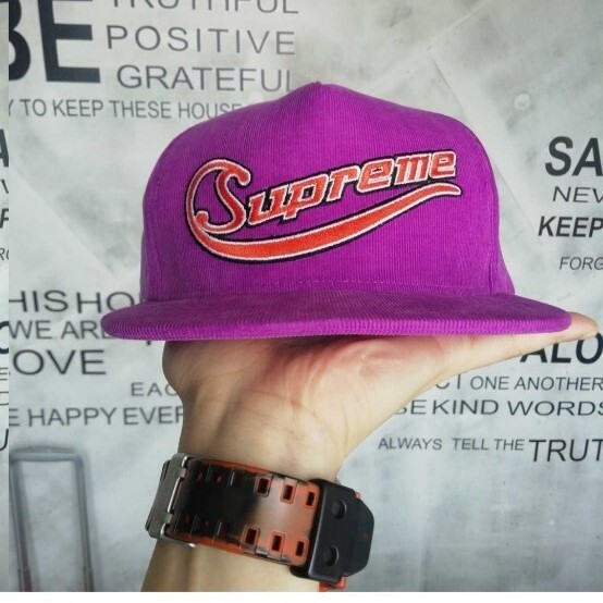 正規品 Supreme Metallic Logo Corduroy コーデュロイ スナップバック ロゴキャップ パープル